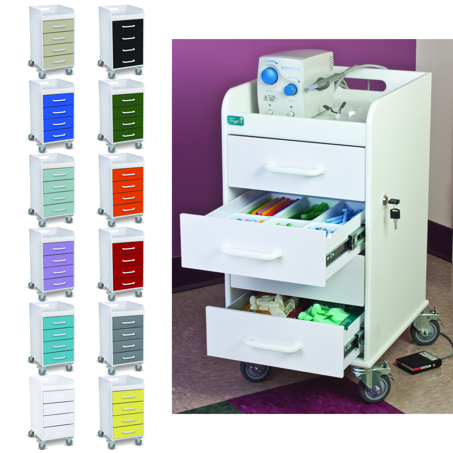 Compact Locking FourDrawer Cart Practicon